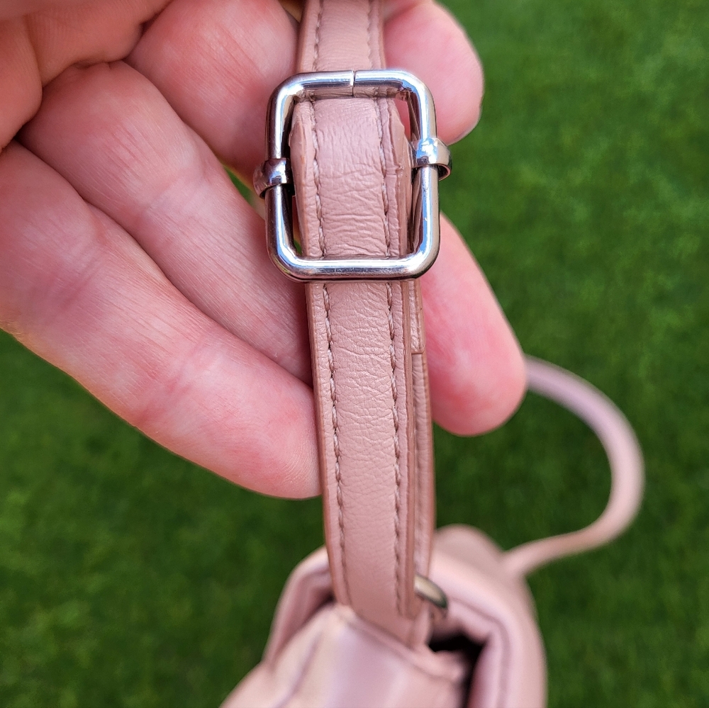 Zara Pink Soft Faux Leather Heart Mini Crossbody Bag. - Picture 10 of 16
